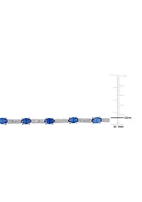 Lab Created 6.72 ct. t.g.w. Created Blue and White Sapphire Station Bracelet in Sterling Silver