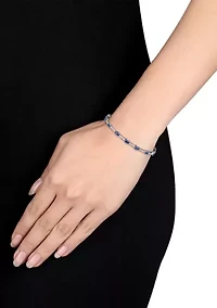 Lab Created 6.72 ct. t.g.w. Created Blue and White Sapphire Station Bracelet in Sterling Silver