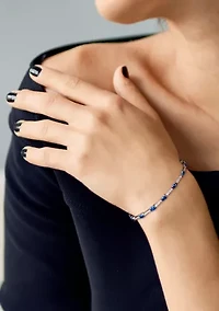 Lab Created 6.72 ct. t.g.w. Created Blue and White Sapphire Station Bracelet in Sterling Silver