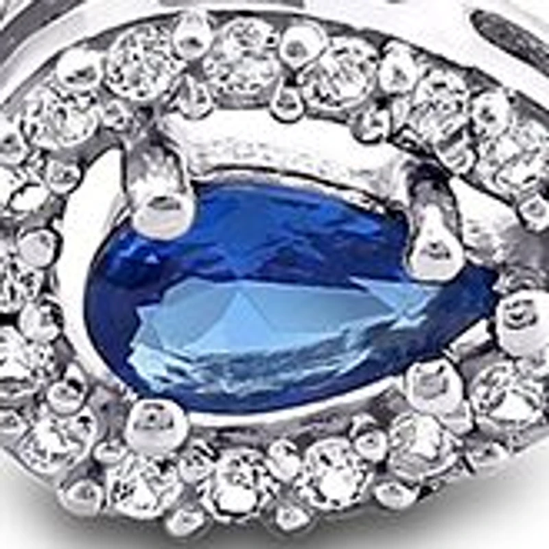 Lab Created 9.50 ct. t.g.w. Created Blue and White Sapphire Teardrop Halo Tennis Bracelet in Plated Sterling Silver