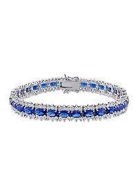 Lab Created 28.53 ct. t.g.w. Created Blue and White Sapphire Tennis Bracelet in Sterling Silver