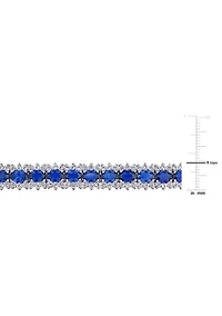 Lab Created 28.53 ct. t.g.w. Created Blue and White Sapphire Tennis Bracelet in Sterling Silver