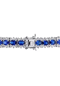 Lab Created 28.53 ct. t.g.w. Created Blue and White Sapphire Tennis Bracelet in Sterling Silver