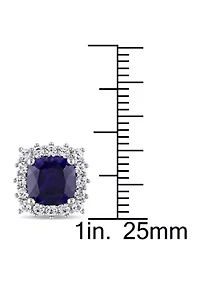 Lab Created 4.88 ct. t.g.w. Created Blue and White Sapphire Stud Earrings in Sterling Silver