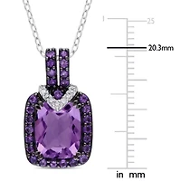 2 Piece Set of Diamond & Amethyst-Africa Leverback Earrings & Pendant with Chain in Sterling Silver, 18"