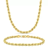2-Pc Set of Men's Rope Chain Necklace and Bracelet in 10K Yellow Gold