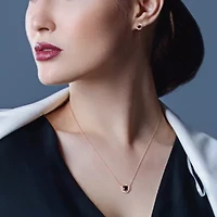 2-Pcs Set of 2.13 ct. t.w. Black and White Diamond Swirl Halo Stud Earrings and Pendant with Chain in 10K Rose Gold