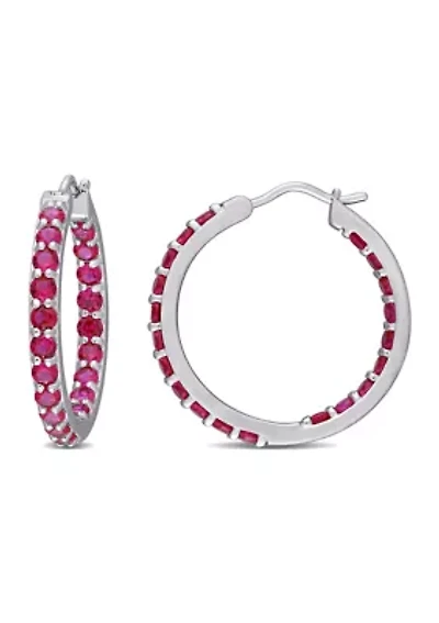 Lab Created 3 ct. t.w. Created Ruby Inside Outside Hoop Earrings in Sterling Silver