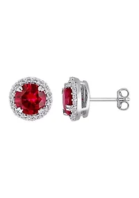Lab Created Created White Moissanite Post Earrings in 10K White Gold