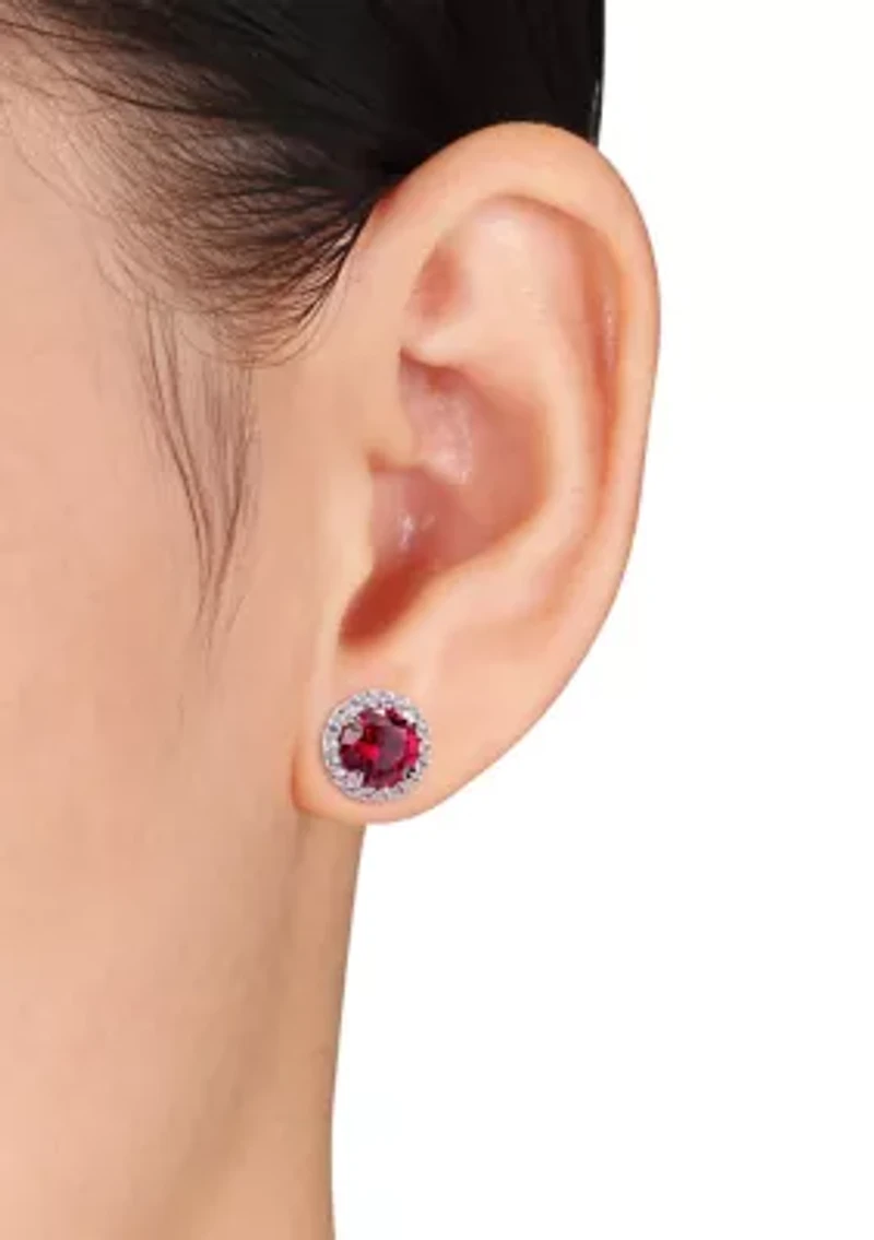 Lab Created Created White Moissanite Post Earrings in 10K White Gold