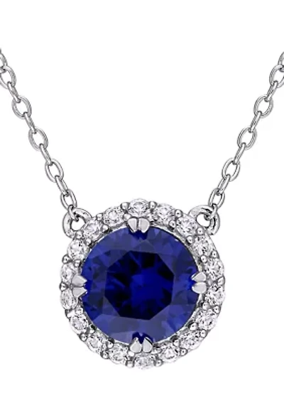 Garnet & White Topaz Pendant with Chain Yellow Plated Sterling Silver