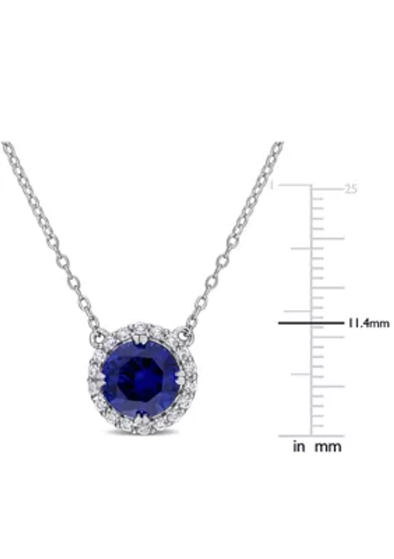 Garnet & White Topaz Pendant with Chain Yellow Plated Sterling Silver