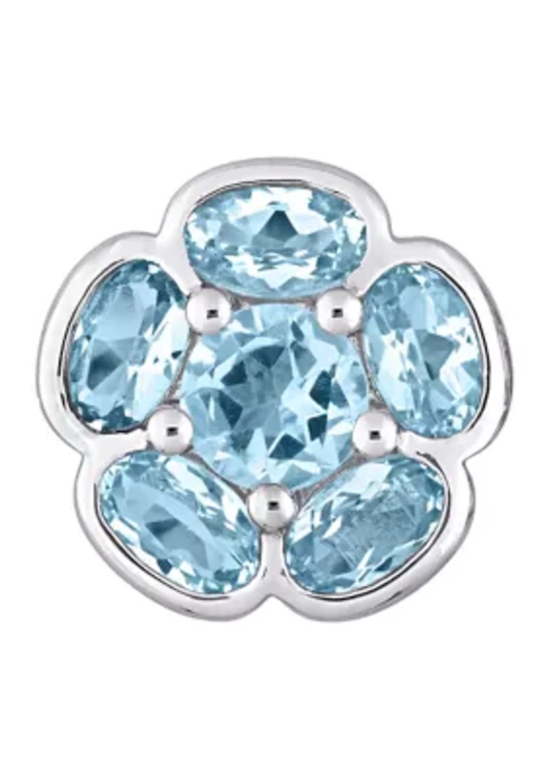 3.5 ct. t.w. Blue Topaz Floral Stud Earrings in Sterling Silver