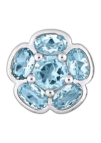 3.5 ct. t.w. Blue Topaz Floral Stud Earrings in Sterling Silver