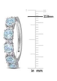 3.25 ct. t.w. Blue Topaz and White Topaz Hoop Earrings in Sterling Silver