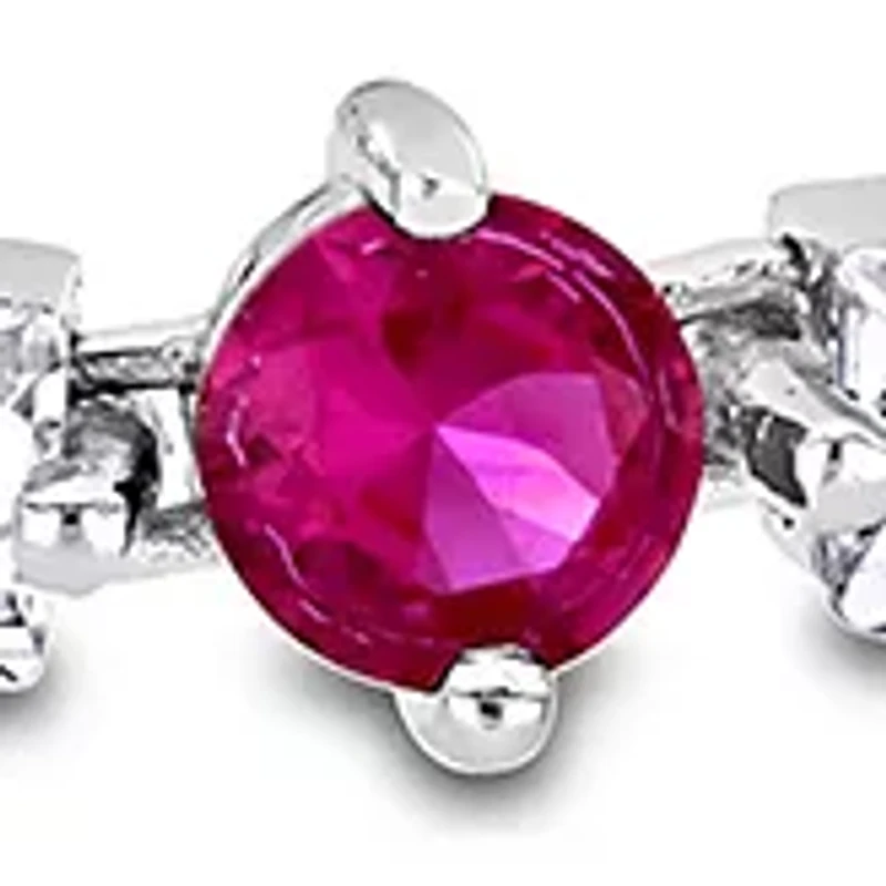 Lab Created Created Ruby and Created White Sapphire Tennis Bracelet in Sterling Silver