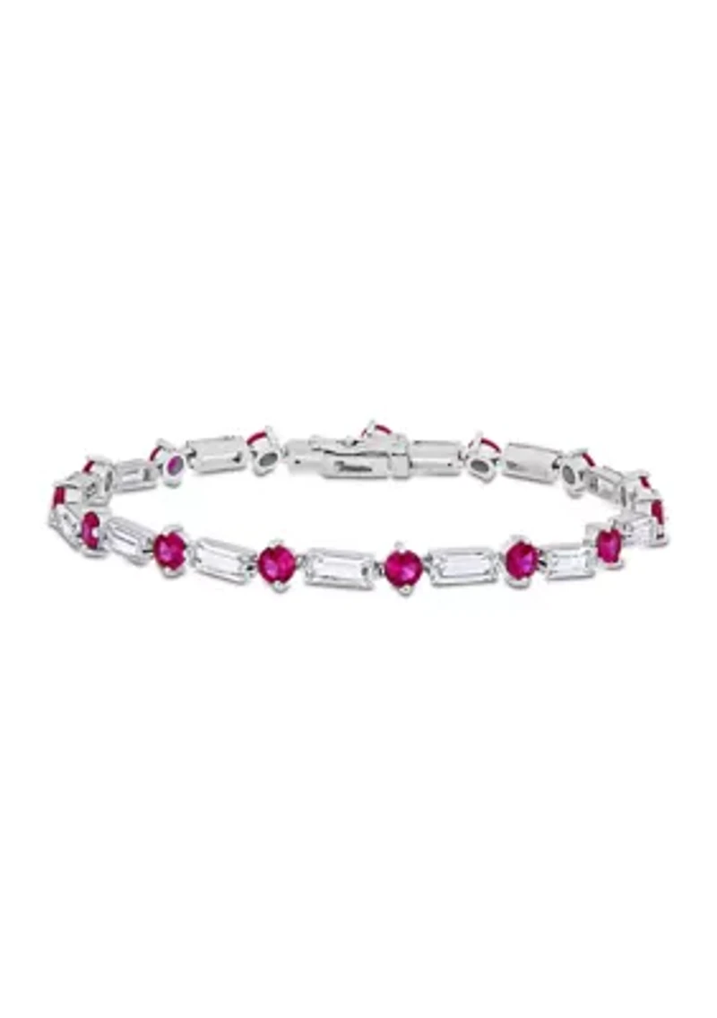Lab Created Created Ruby and Created White Sapphire Tennis Bracelet in Sterling Silver