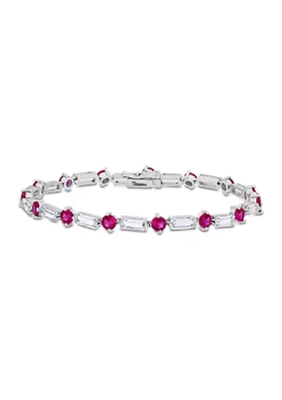 Lab Created Created Ruby and Created White Sapphire Tennis Bracelet in Sterling Silver