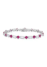 Lab Created Created Ruby and Created White Sapphire Tennis Bracelet in Sterling Silver