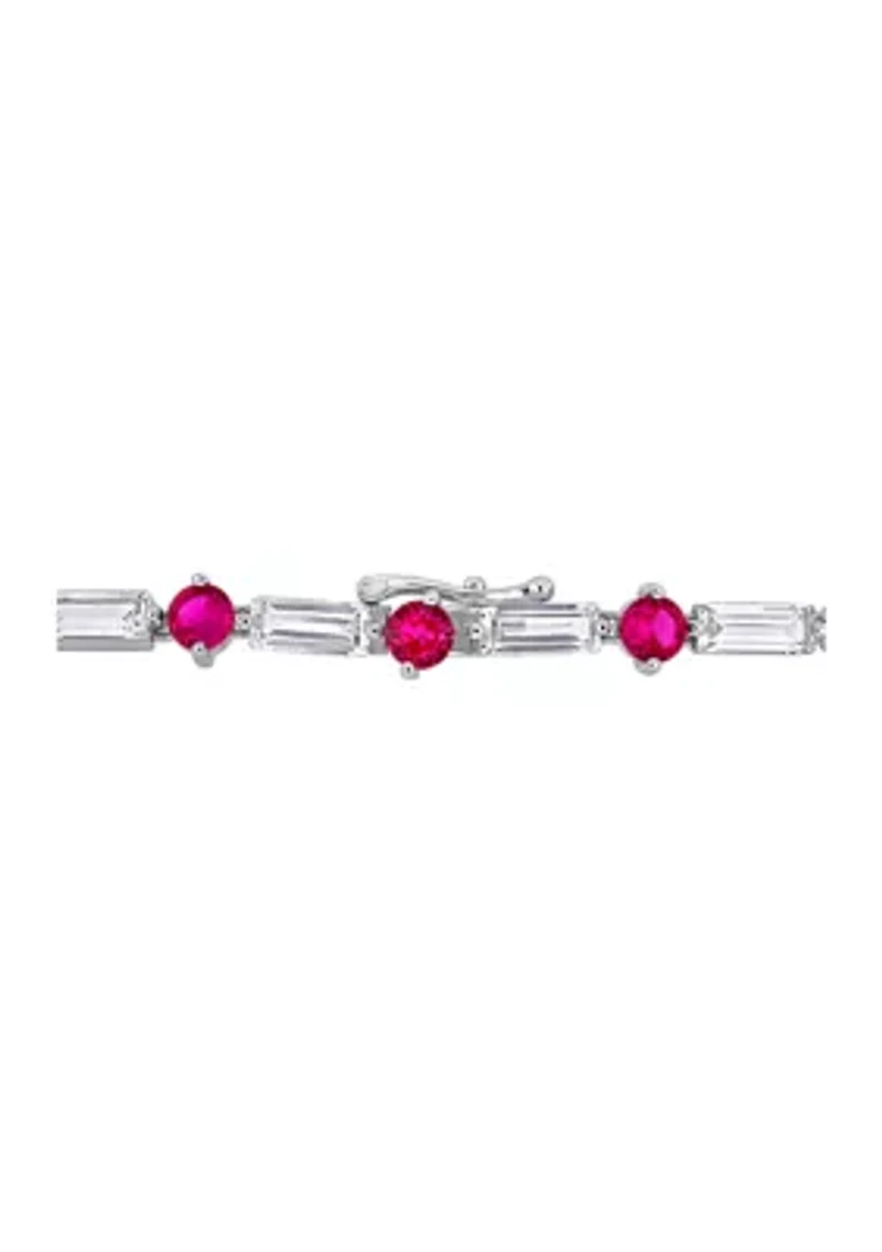 Lab Created Created Ruby and Created White Sapphire Tennis Bracelet in Sterling Silver