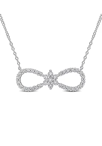 Lab Created 1.25 ct. t.w. Created White Sapphire Infinity Floral Necklace in Sterling Silver