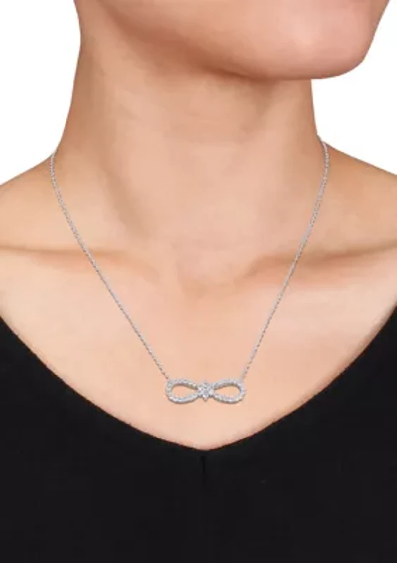 Lab Created 1.25 ct. t.w. Created White Sapphire Infinity Floral Necklace in Sterling Silver