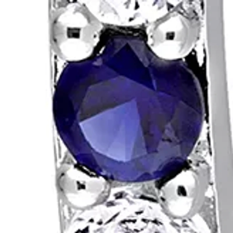 3.62 ct. t.w. Created Blue and White Sapphire Hoop Earrings in Sterling Silver