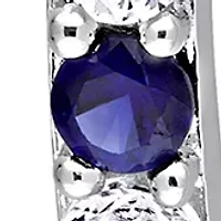 3.62 ct. t.w. Created Blue and White Sapphire Hoop Earrings in Sterling Silver