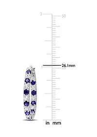 3.62 ct. t.w. Created Blue and White Sapphire Hoop Earrings in Sterling Silver