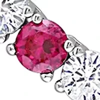 Lab Created Created Ruby & Created White Sapphire Tennis Necklace in Sterling Silver