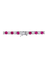 Lab Created Created Ruby & Created White Sapphire Tennis Necklace in Sterling Silver