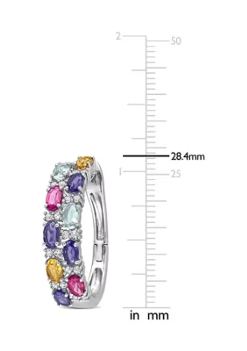 6 ct. t.w. Multi Gemstone Hoop Earrings in Sterling Silver