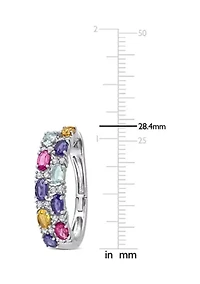 6 ct. t.w. Multi Gemstone Hoop Earrings in Sterling Silver
