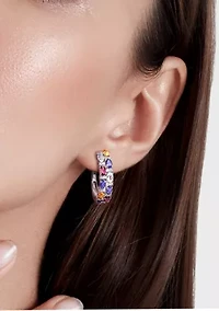 6 ct. t.w. Multi Gemstone Hoop Earrings in Sterling Silver