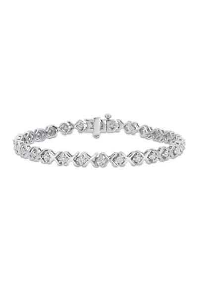 1.75 ct. t.w. Created Moissanite X-Link Tennis Bracelet in Sterling Silver