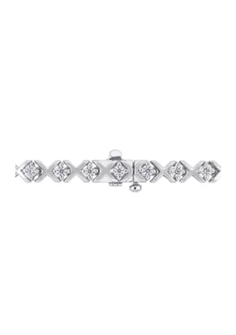 1.75 ct. t.w. Created Moissanite X-Link Tennis Bracelet in Sterling Silver