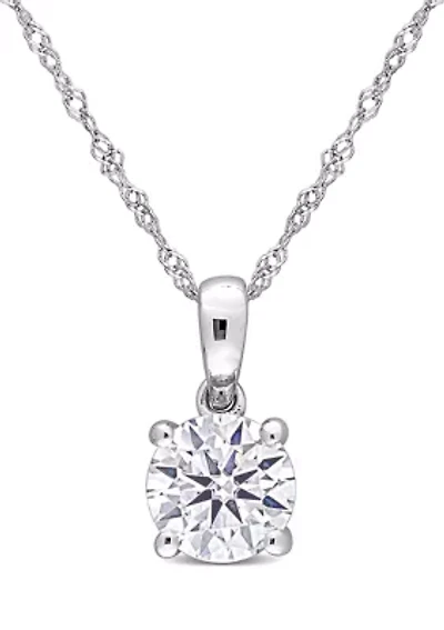 1 ct. t.w. Created Moissanite Solitaire Necklace in 10k White Gold