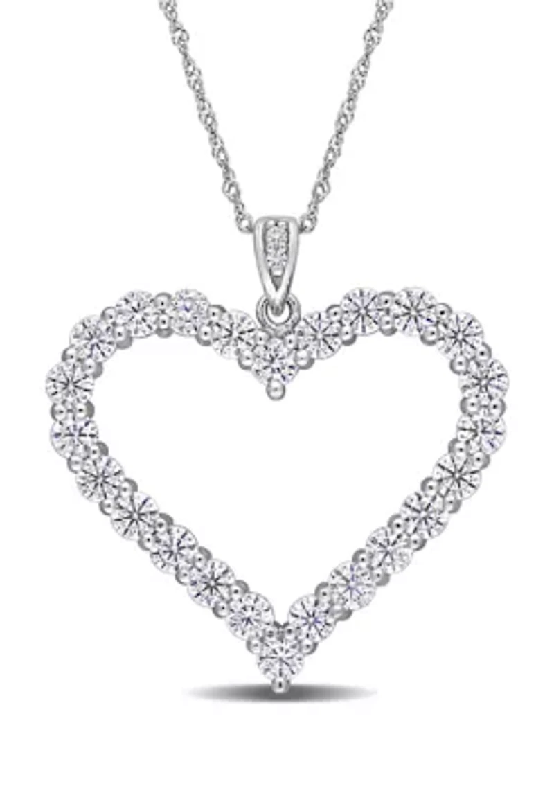 2.4 ct. t.w. Created Moissanite Heart Necklace in Sterling Silver