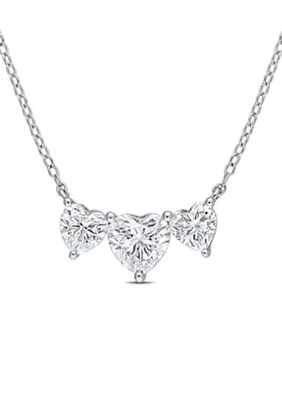 2 ct. t.w. Created Moissanite Triple-Heart Necklace in Sterling Silver