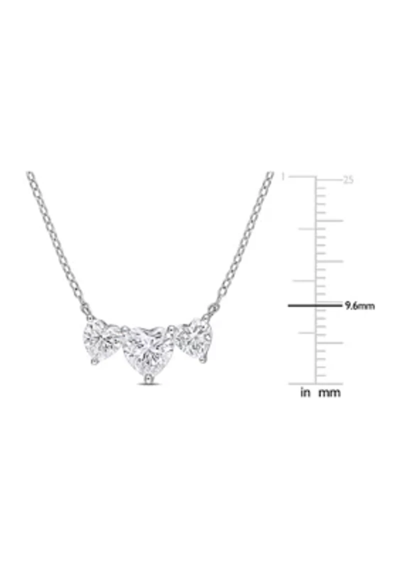 2 ct. t.w. Created Moissanite Triple-Heart Necklace in Sterling Silver