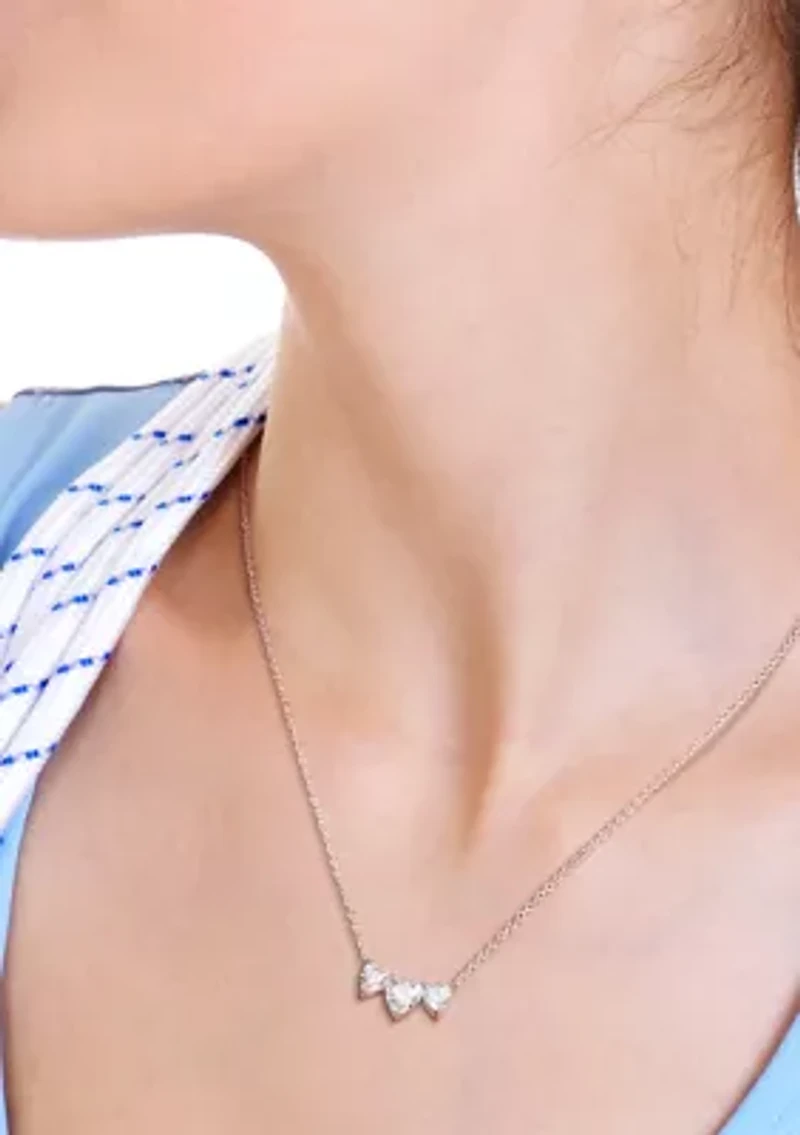 2 ct. t.w. Created Moissanite Triple-Heart Necklace in Sterling Silver