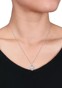 2 ct. t.w. Created Moissanite Halo Heart Necklace in Sterling Silver