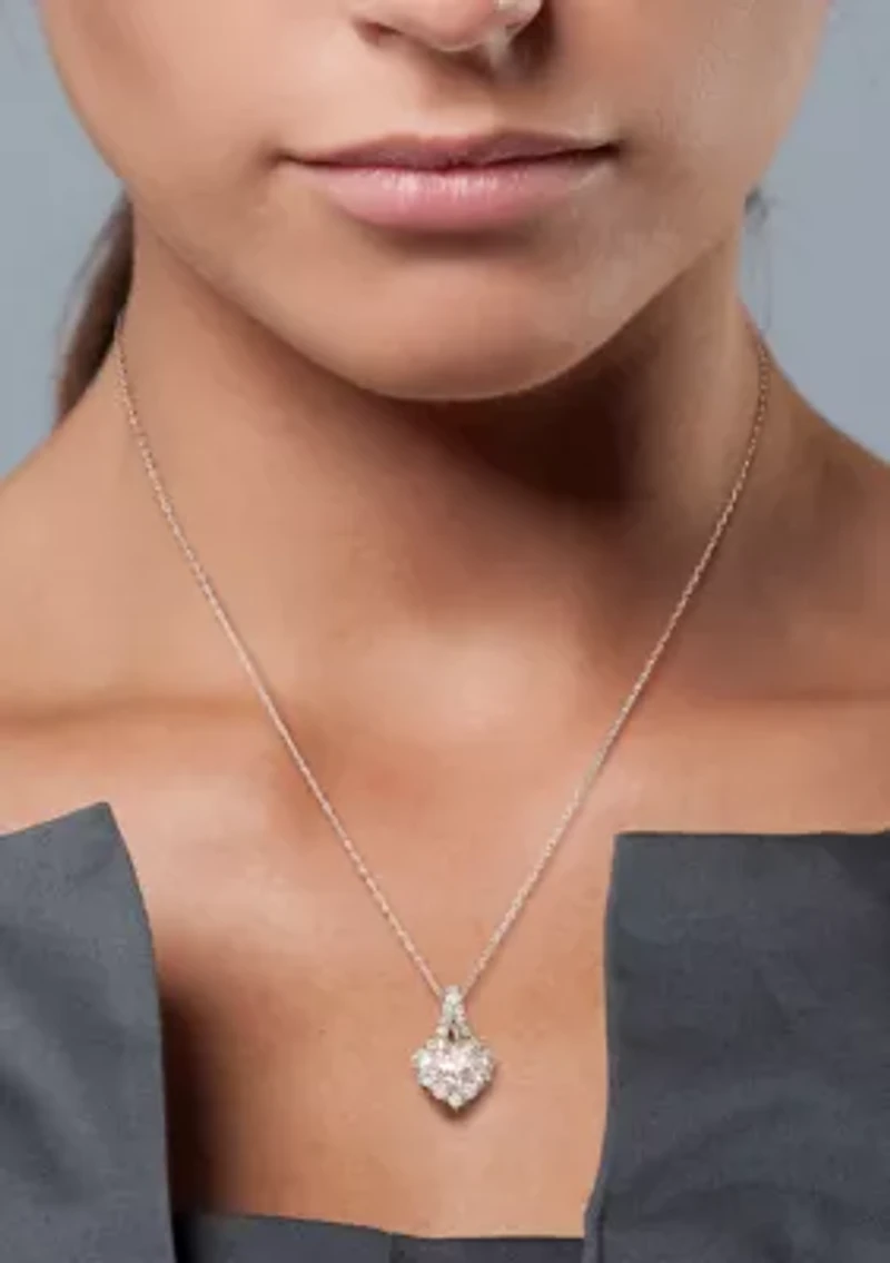 2 ct. t.w. Created Moissanite Halo Heart Necklace in Sterling Silver