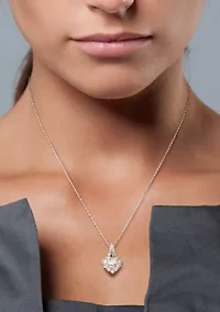 2 ct. t.w. Created Moissanite Halo Heart Necklace in Sterling Silver