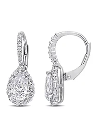 2.62 ct. t.w. Created Moissanite Teardrop Halo Earrings in Sterling Silver