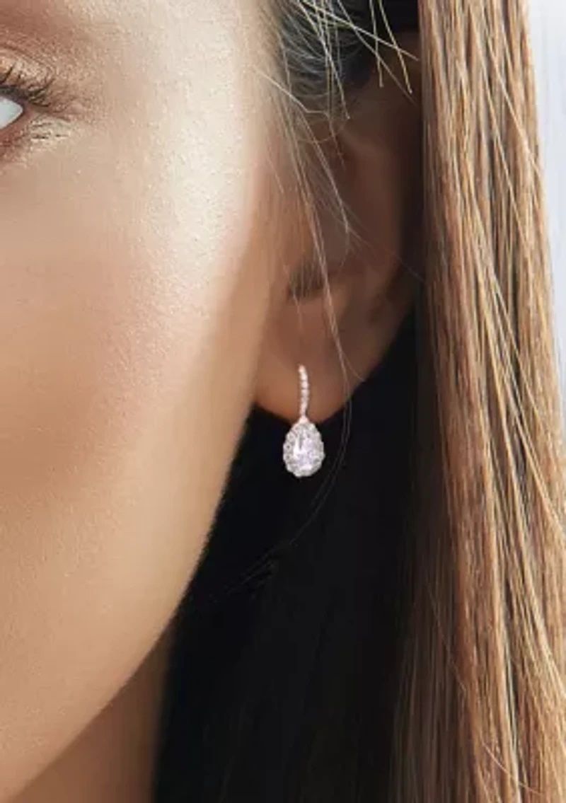 2.62 ct. t.w. Created Moissanite Teardrop Halo Earrings in Sterling Silver