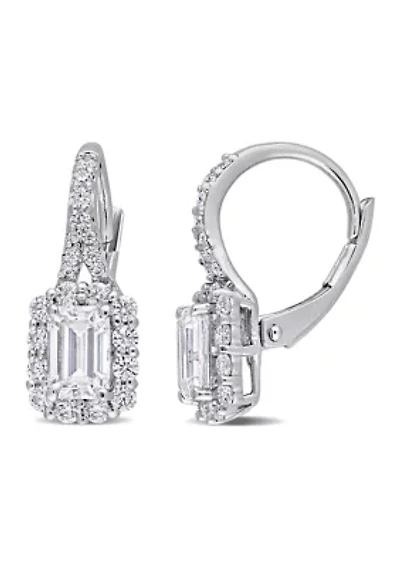 1.62 ct. t.w. Created Moissanite Halo Earrings in Sterling Silver