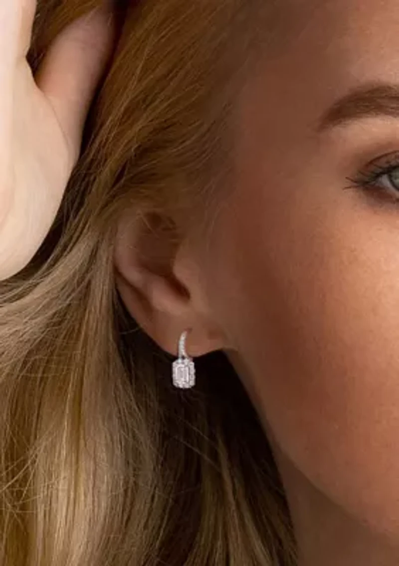1.62 ct. t.w. Created Moissanite Halo Earrings in Sterling Silver