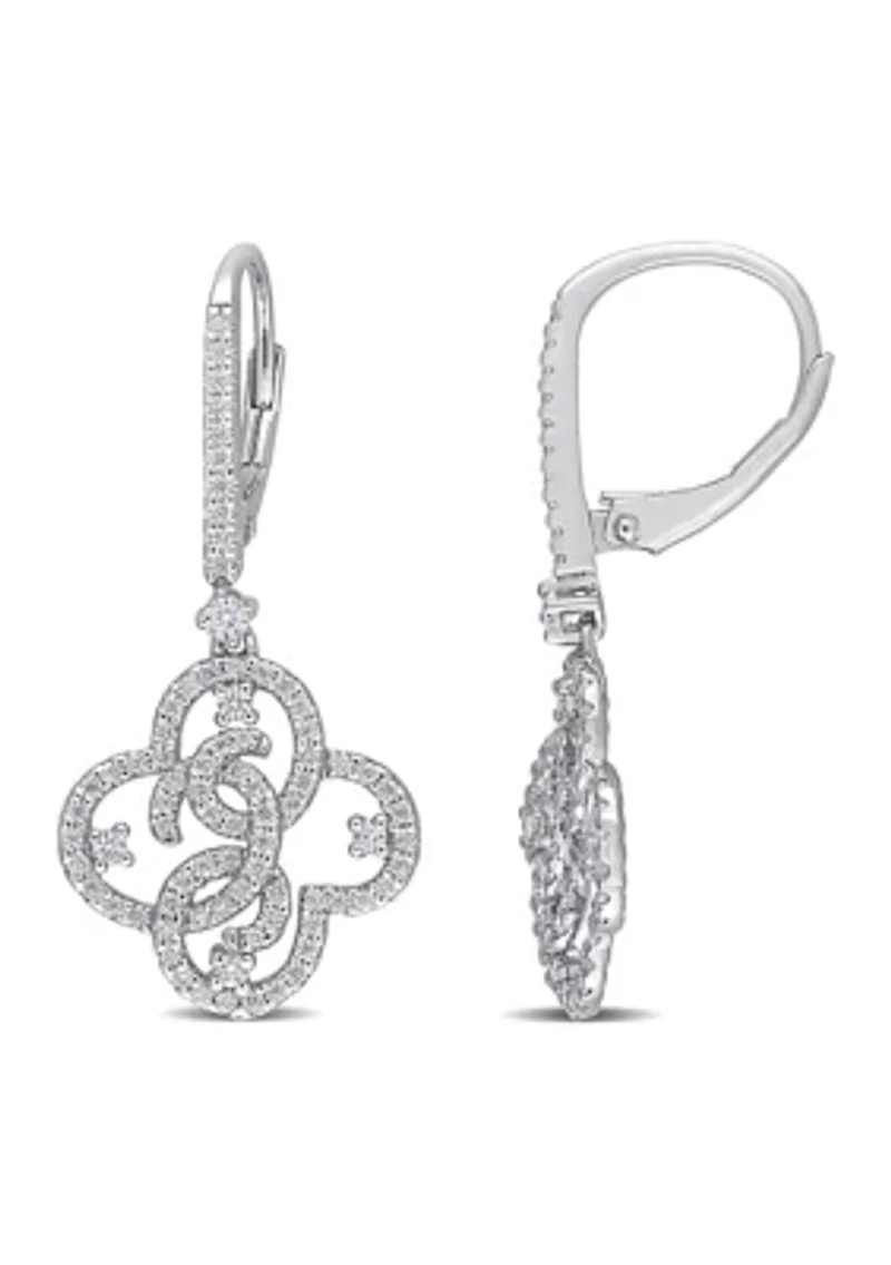 1 ct. t.w. Created Moissanite Floral Earrings in Sterling Silver