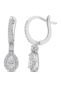 1.37 ct. t.w. Created Moissanite Teardrop Halo Earrings in Sterling Silver